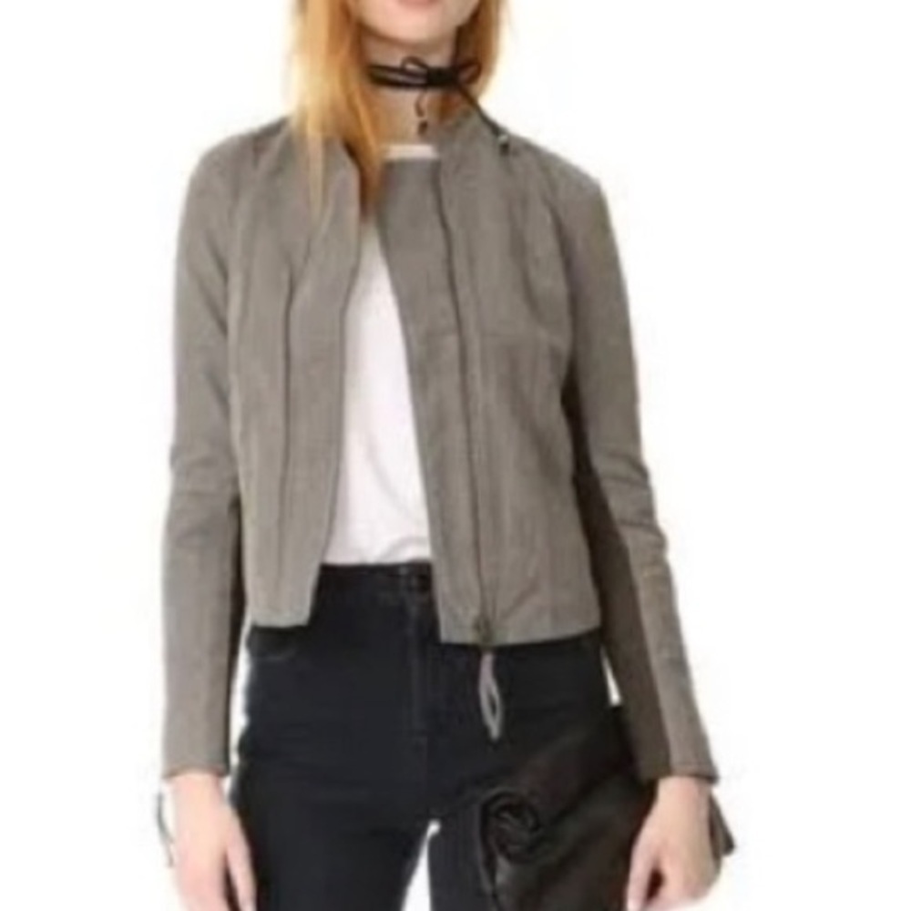 Free People Cool/Clean Moto Dusty Gray Faux Leather Jacket Gray Sz 2 EXCELLENT